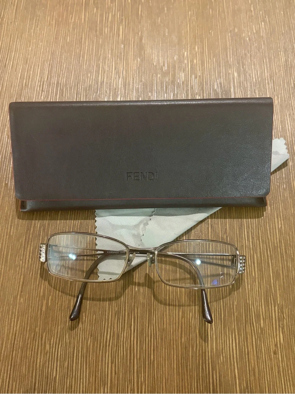 Versace MOD 1117-B 1013 Bronze Rhinestone Medusa Eyeglasses Italy 51-17-135
